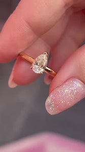 pear champagne diamond ring