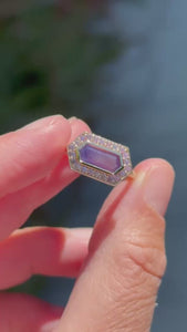 Pink-Purple Hexagon Cut Sapphire Ring