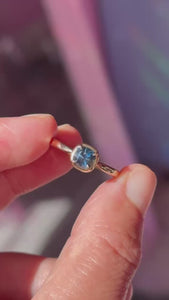 Cushion Cut Blue Montana Sapphire Ring