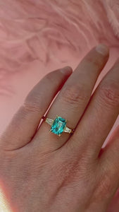 Regatta Teal Emerald Cut Zircon Ring