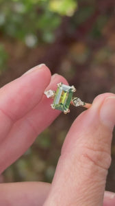 emerald cut green sapphire ring