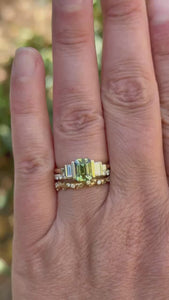 Green Emerald Cut Sapphire Ring