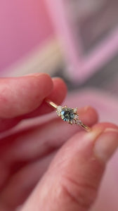 Teal Round Cut Sapphire Ring