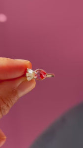 Purple-Orange Pear Cut Sapphire Ring