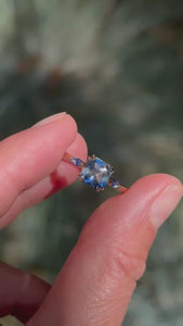 Blue-White Radiant Cut Sapphire Ring