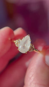 Pear Cut Icy Opalescent Diamond Ring