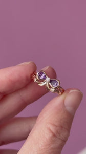 Purple Pear Sapphire Bow Ring