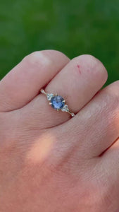 rose cut blue sapphire ring