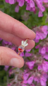 Purple-Orange Pear Cut Sapphire Ring