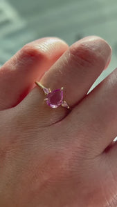 Pink Parfait Pear Rose Cut Sapphire Ring