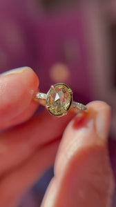Oval Rose Cut Champagne Salt & Pepper Diamond Ring