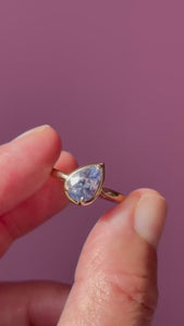 Grotto Pear Cut Blue Sapphire Ring