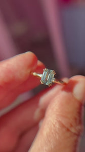 Light Blue Emerald Cut Sapphire Ring