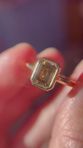 Champagne Emerald Cut Diamond Ring
