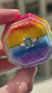 Teal Radiant Cut Zircon Ring