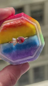 Purple-Orange Pear Cut Sapphire Ring