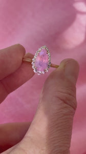 Pink Pear Cut Opalescent Sapphire Ring
