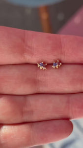 Raspberry Sapphire Cluster Earrings