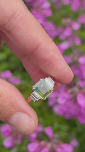 Tri-Color Emerald Cut Sapphire Ring