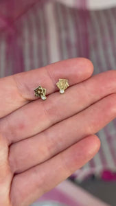 Art Deco Star Engraved Fan Earrings