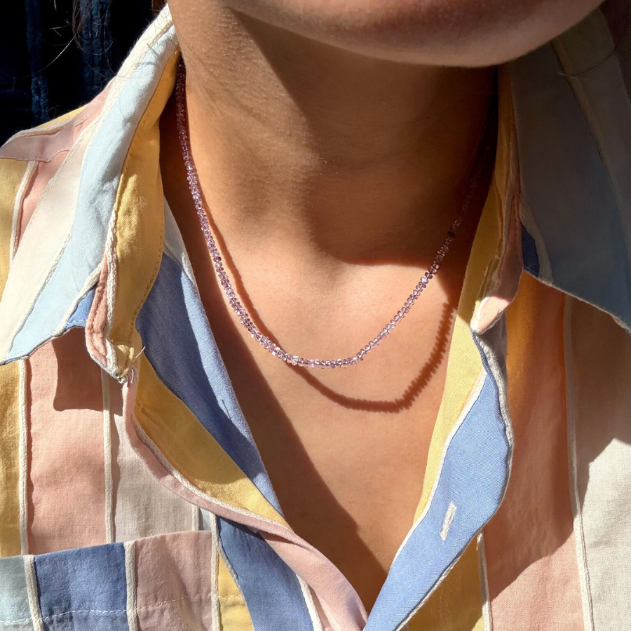 purple sapphire beaded necklace