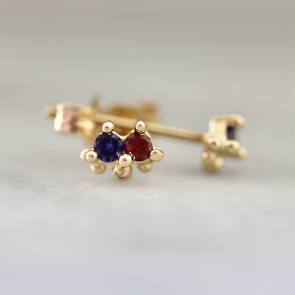 raspberry sapphire cluster earrings