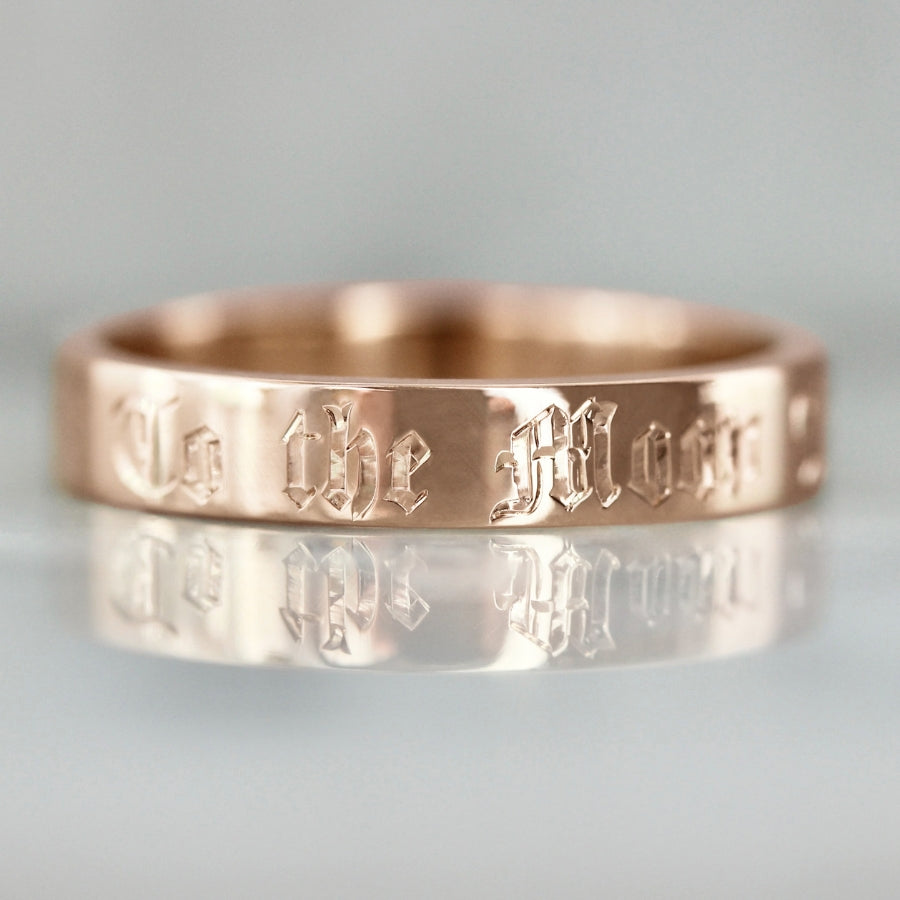 rose gold wide flat wedding band 