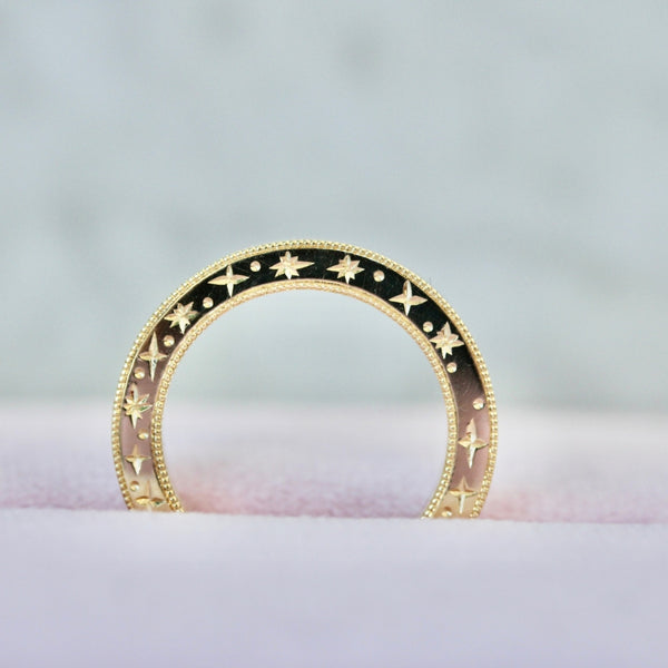 celestial star engraved band