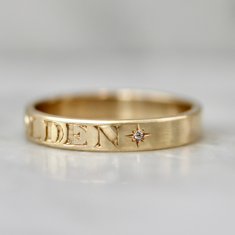 super bae engraved gold band