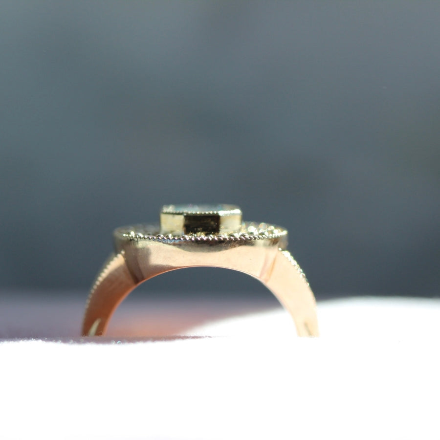 teal asscher montana sapphire engagement ring