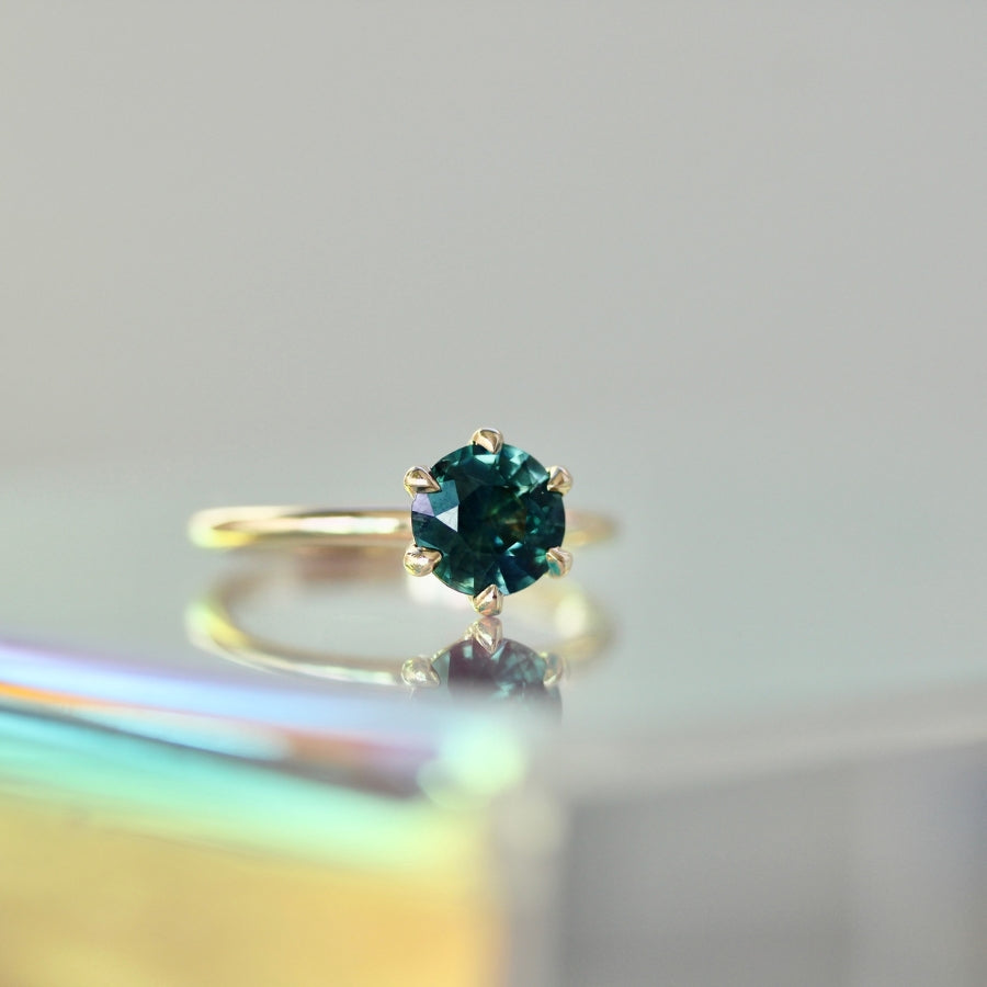 
            teal sapphire engagement ring