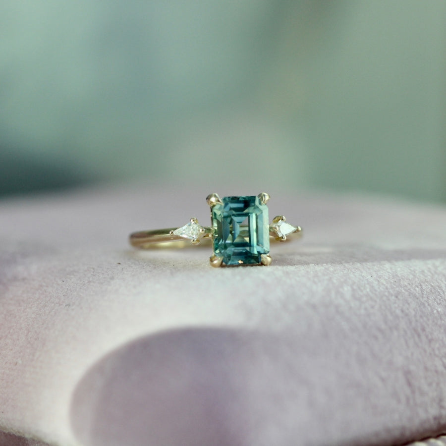 
            teal sapphire ring