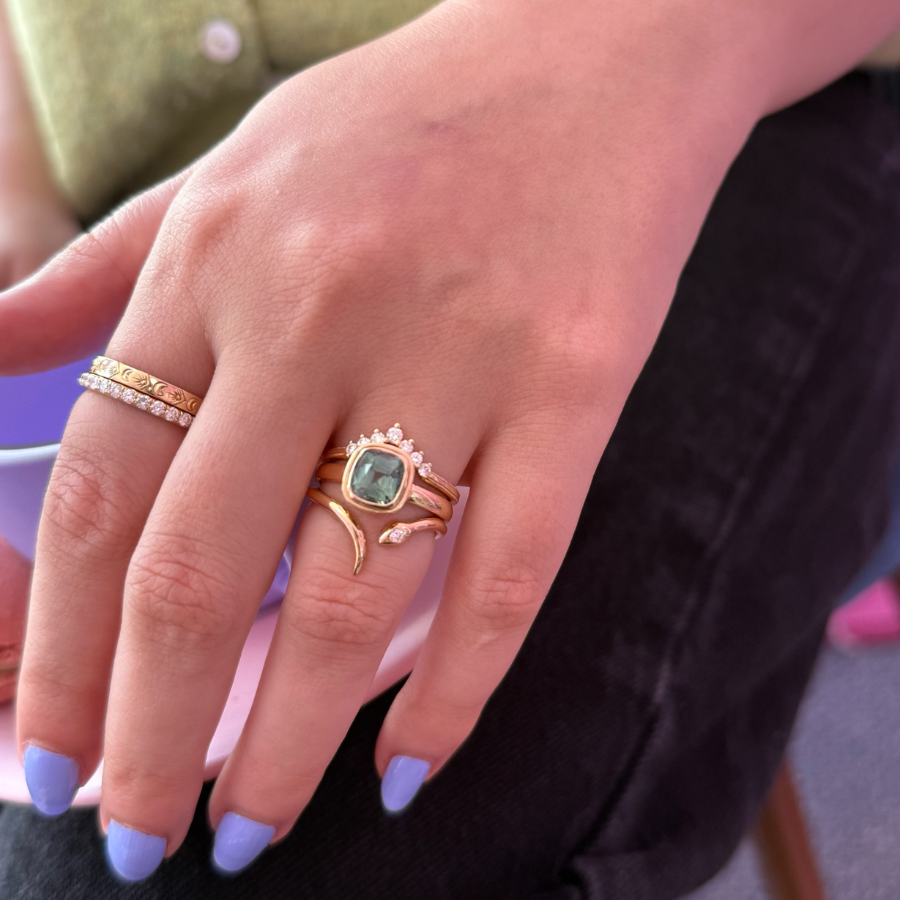 teal sapphire ring