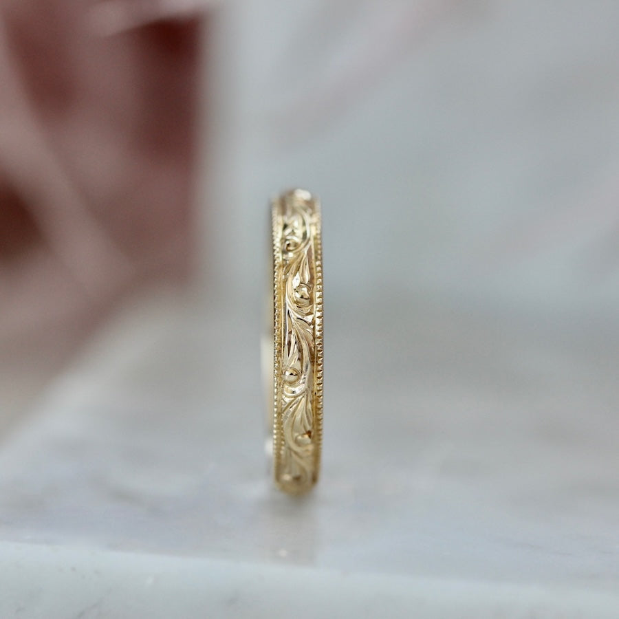 vintage engraved gold band