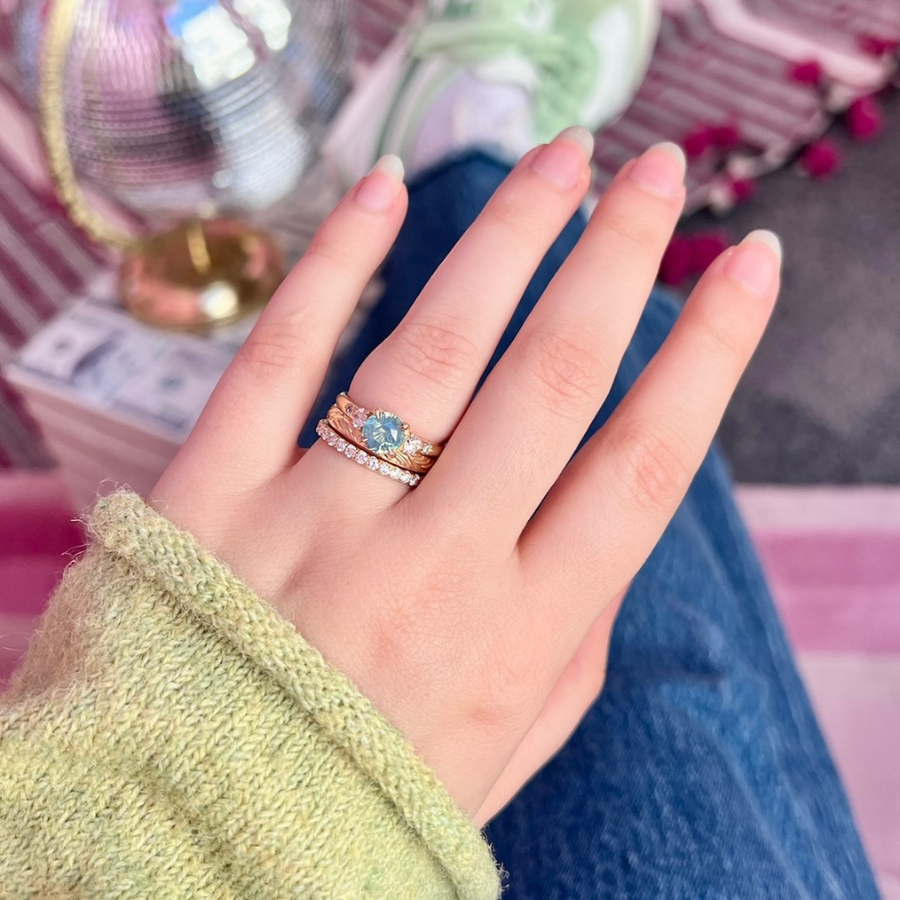 wave engraved wedding band