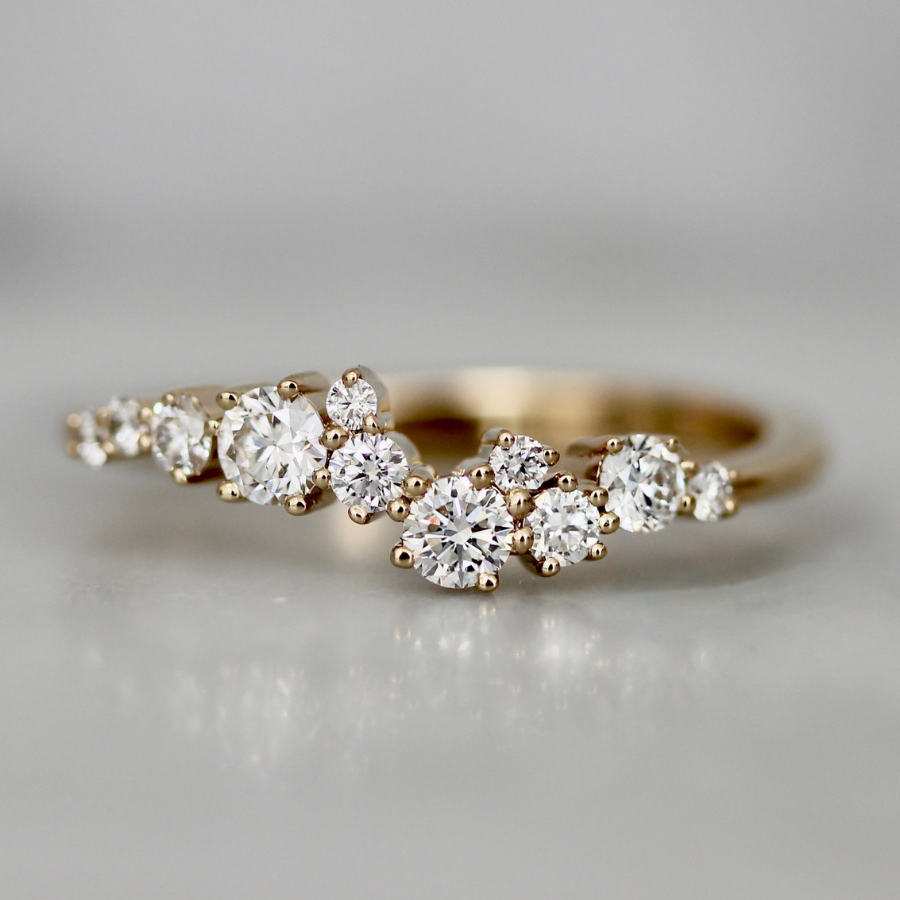 White Round Cut Diamond Cluster Ring