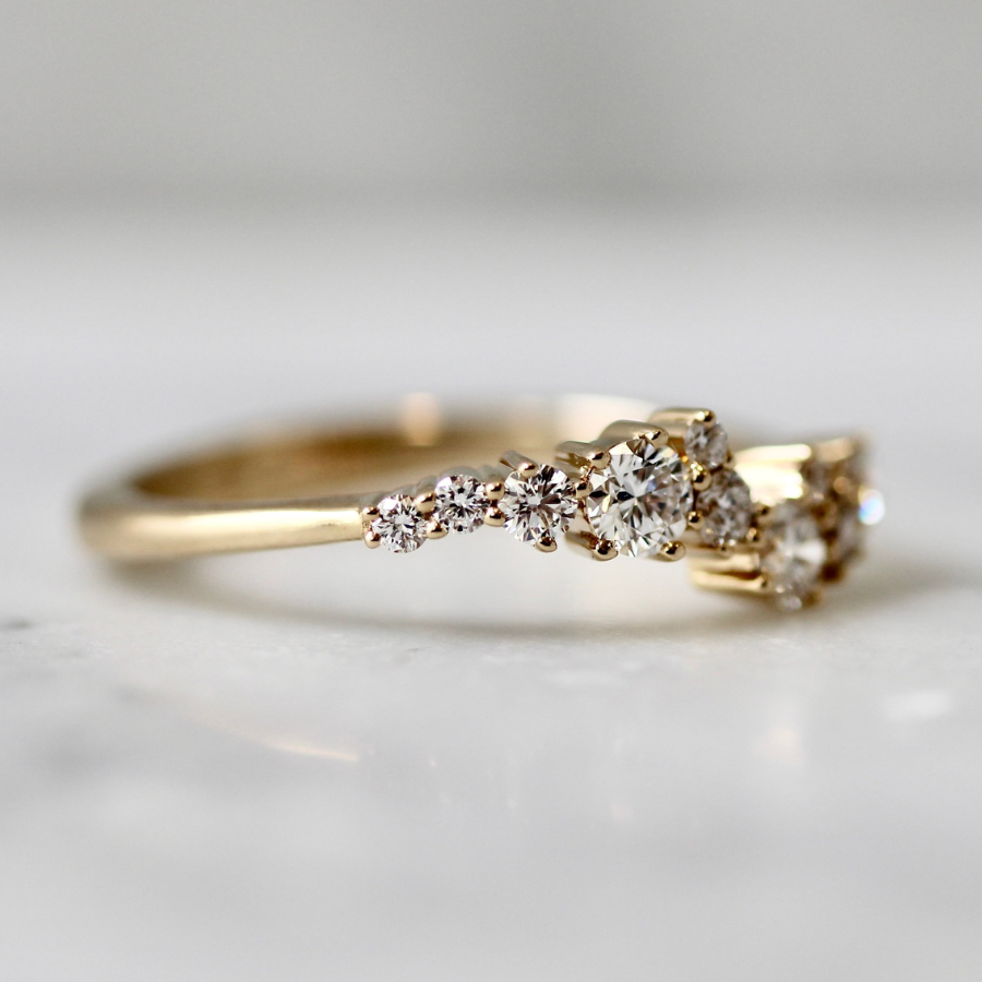 White Round Cut Diamond Cluster Ring