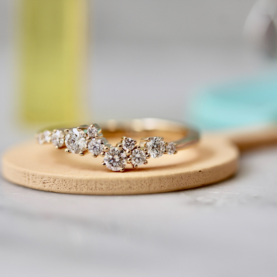 White Round Cut Diamond Cluster Ring