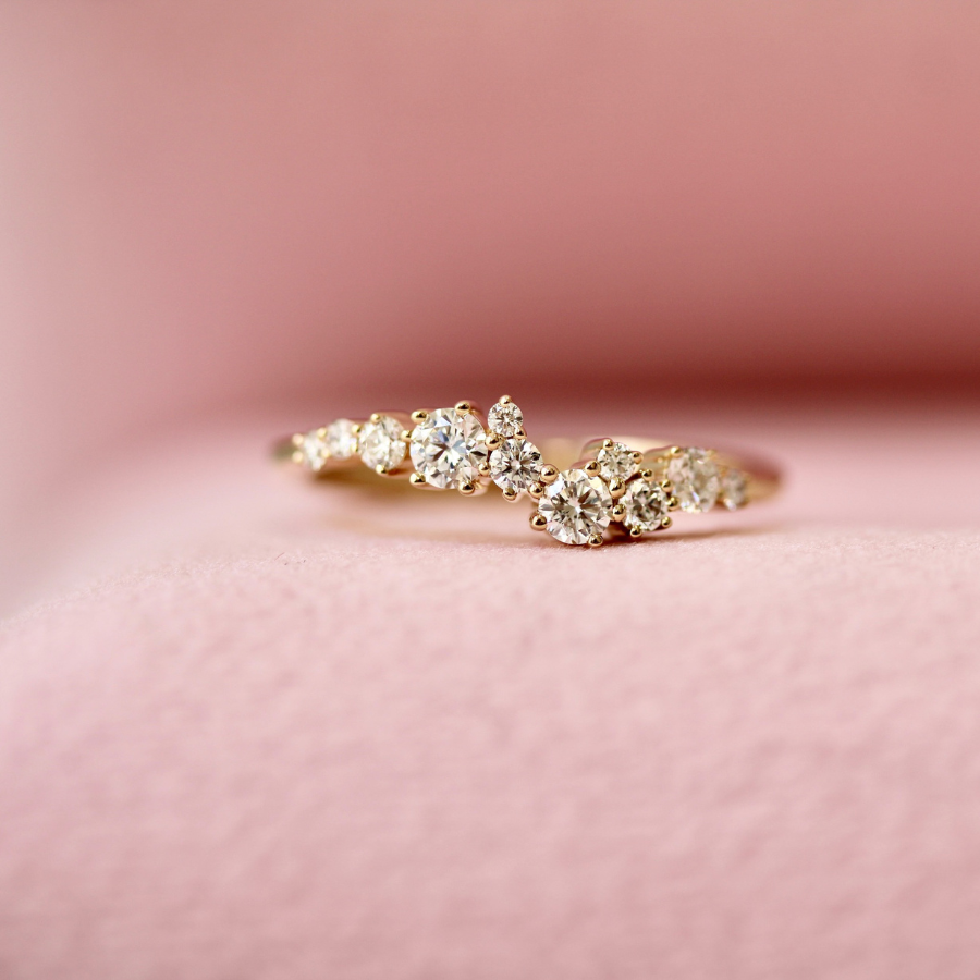 White Round Cut Diamond Cluster Ring