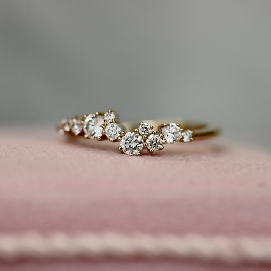 white diamond cluster ring