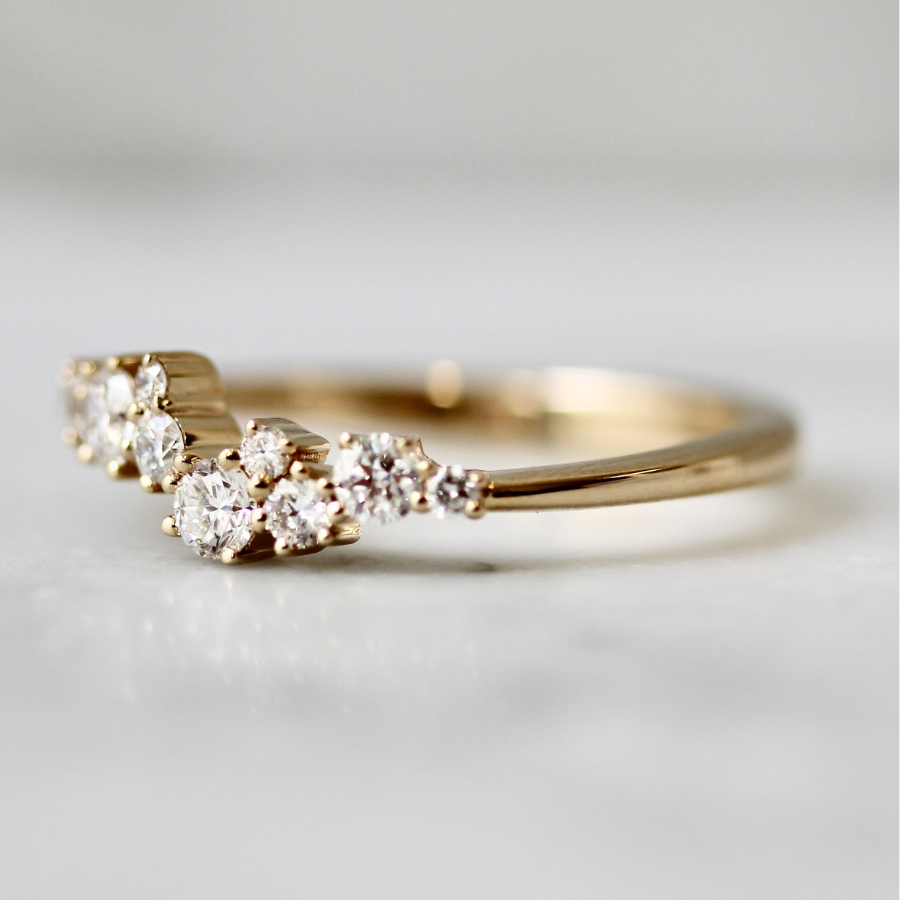 White Round Cut Diamond Cluster Ring