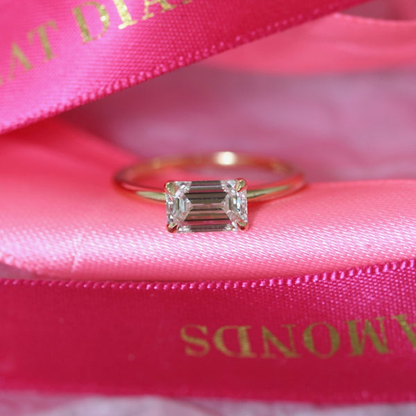 white emerald cut lab diamond ring