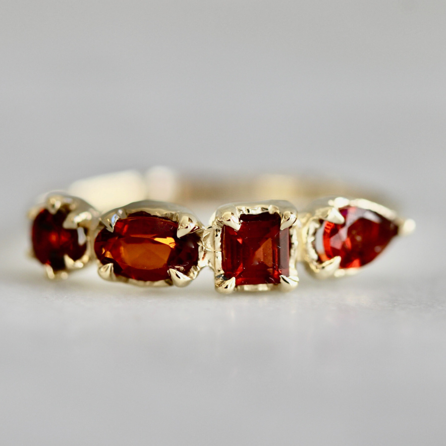 Red Gemstone Medley Ring