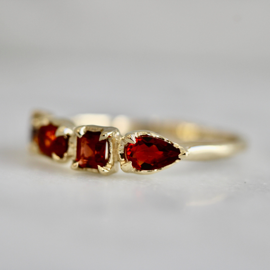 Red Gemstone Medley Ring