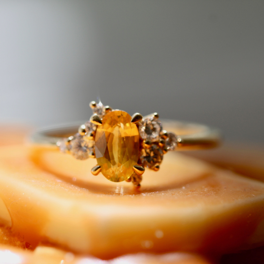 yellow oval cut sapphire ring