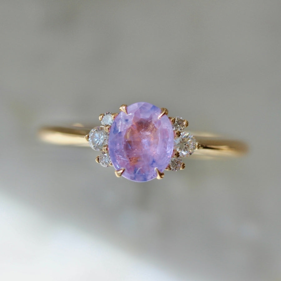 .90 Carat Mirella Purple-Blue Oval Cut Opalescent Sapphire Ring