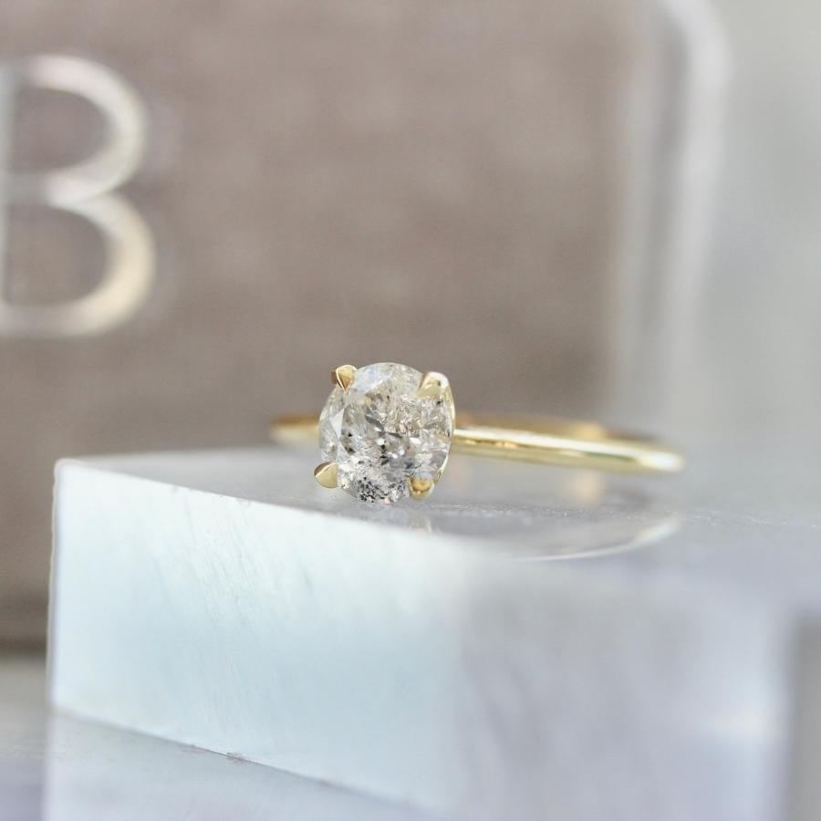 1.08 Carat Bella Icy Salt & Pepper Round Brilliant Cut Diamond Ring