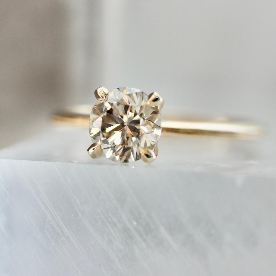 1.08 Carat Stella Champagne Round Brilliant Cut Diamond Ring