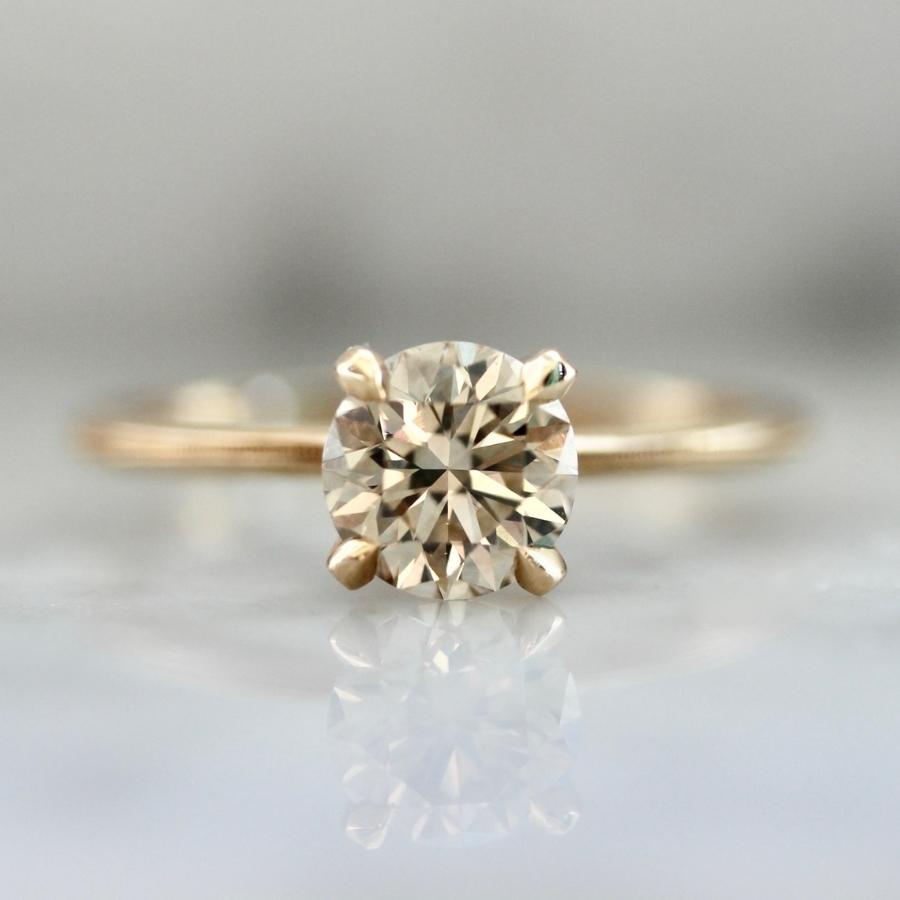 1.08 Carat Stella Champagne Round Brilliant Cut Diamond Ring