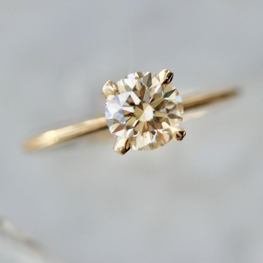 1.08 Carat Stella Champagne Round Brilliant Cut Diamond Ring